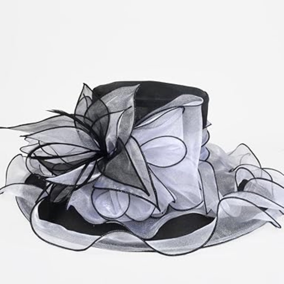 Wide Brim Flounce Cocktail Tea Party Bridal Dress Hat - Picture 2 of 3